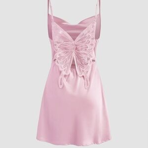 Cider - SATIN COWL NECK RUCHED BUTTERFLY MINI DRESS - NWT Pink Size 6